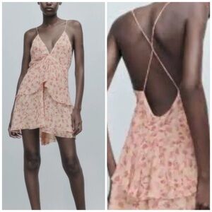 Zara Chiffon Piper Floral Print Mini Dress